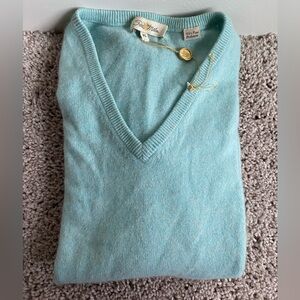 FLAWED NWT Peter Millar 100% Cashmere V Neck Sweater XS